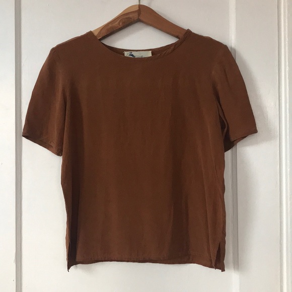 VINTAGE 💯% silk T-shirt - Picture 7 of 8